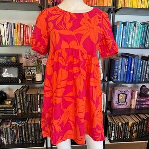 Gianni Bini Vibrant Orange and Pink Floral Dress